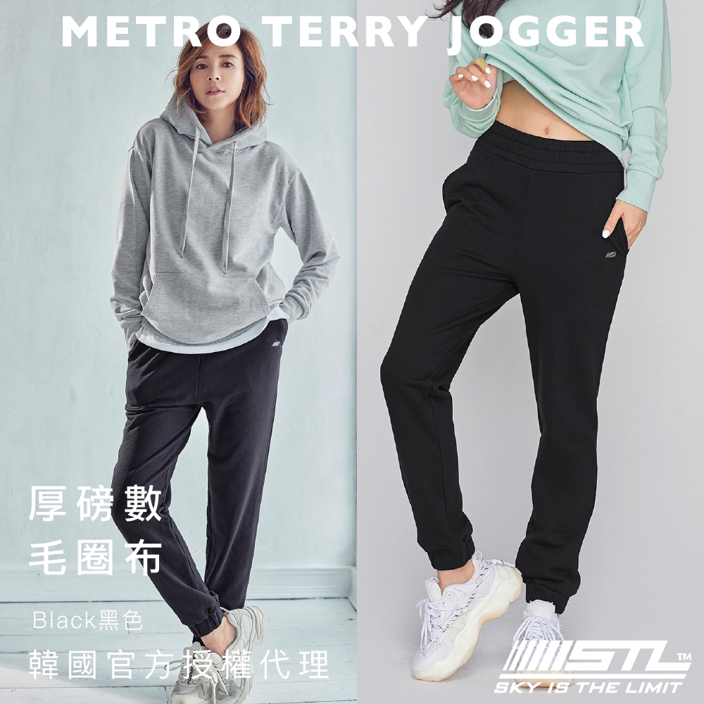 STL  yoga 韓國 厚磅 運動休閒 縮口褲 METRO TERRY JOGGER 黑色Black