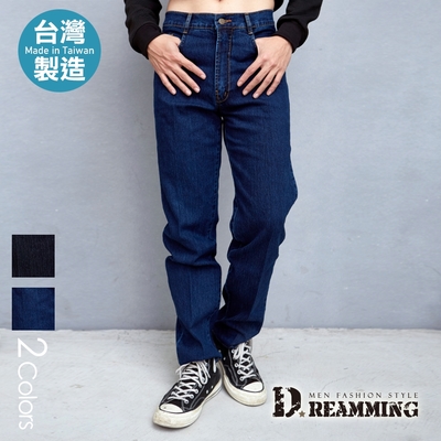 Dreamming MIT刺繡造型口袋伸縮中直筒牛仔褲-共二色