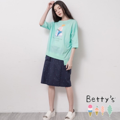 betty’s貝蒂思　雙口袋印字母輕巧裙(深藍)