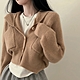 La Belleza韓版chic顯瘦V領連帽針織毛衣雙口袋收腰短版針織上衣 product thumbnail 10