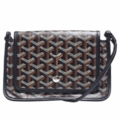 goyard plumet系列防水帆布logo牛皮飾邊手拿/斜背包(黑)