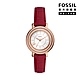 FOSSIL Jacqueline 環鑽迎春雕花兔翻轉女錶 紅色皮革錶帶 34MM ES5248 product thumbnail 1