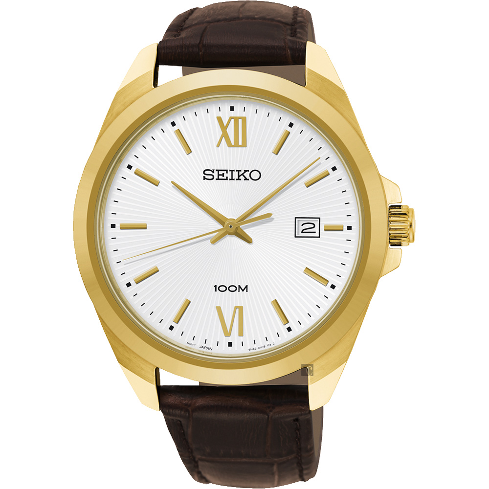 SEIKO 精工 城市時尚石英手錶(SUR284P1)-銀x金框/42mm