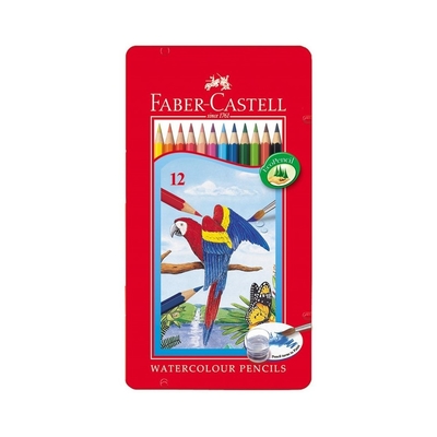 FABER-CASTELL 輝柏 水性 彩色鉛筆 水彩色鉛筆 附水彩筆 鐵盒 12色 /盒 115913