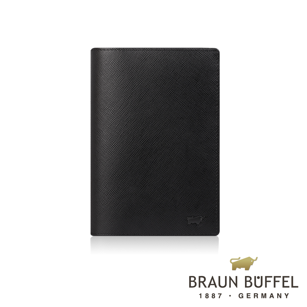 【BRAUN BUFFEL 德國小金牛】台灣總代理 洛菲諾P 5卡護照夾-黑咖色/BF334-501-BD