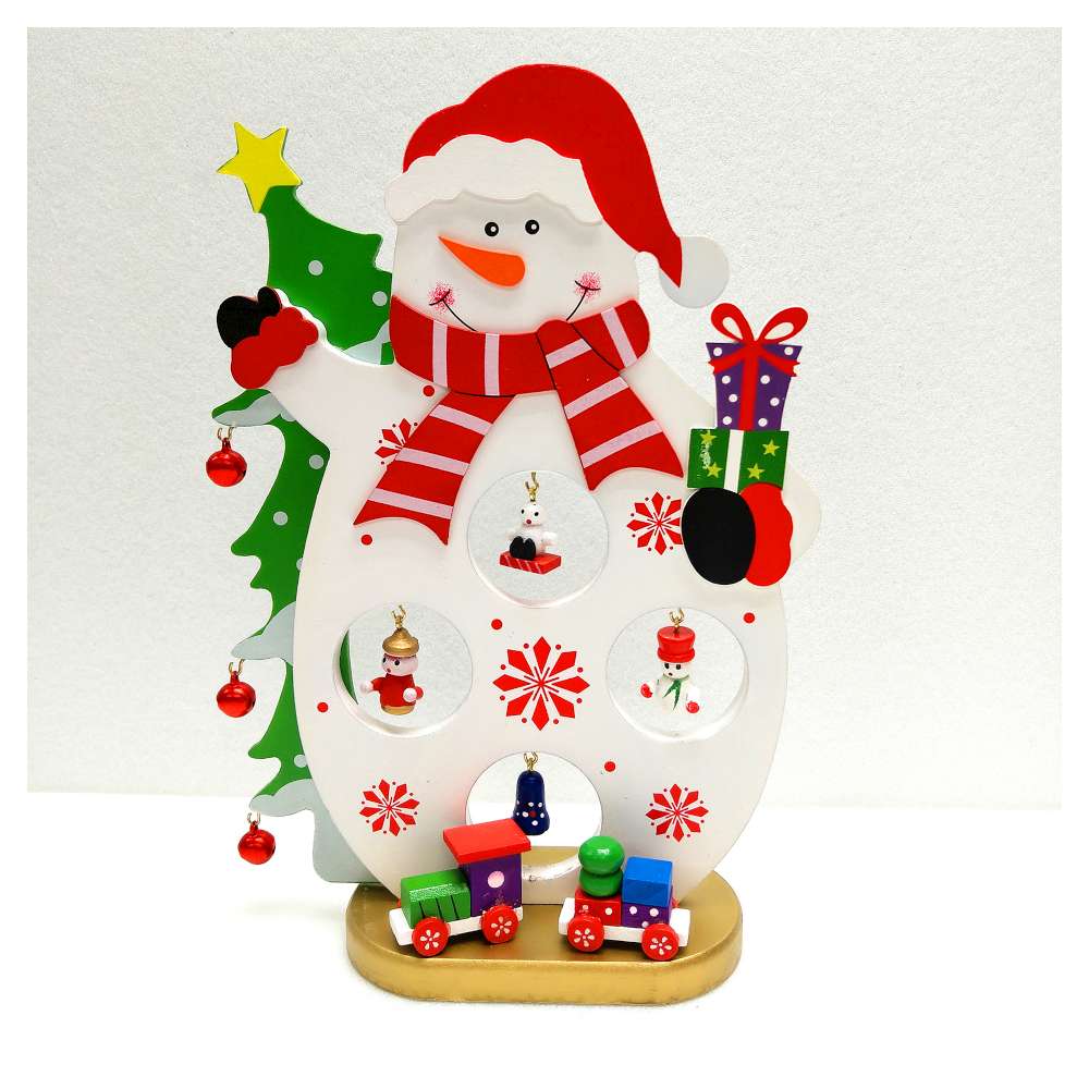 摩達客 繽紛耶誕創意DIY小擺飾木質大雪人組-白色