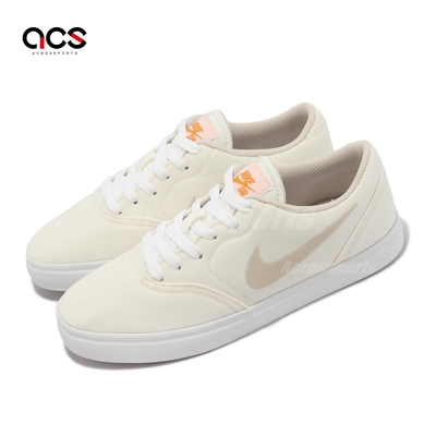 Nike 滑板鞋 SB Check CNVS GS 女鞋 大童鞋 米白 帆布 低筒 休閒鞋 FQ6862-111