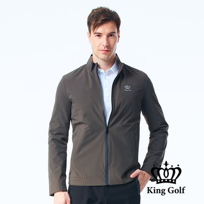 【KING GOLF】男款中厚防風防水素面立領拉鍊高爾夫球夾克外套-綠色