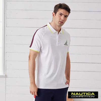 Nautica 男裝 COMPETITION雙肩撞色短袖POLO衫- 白色