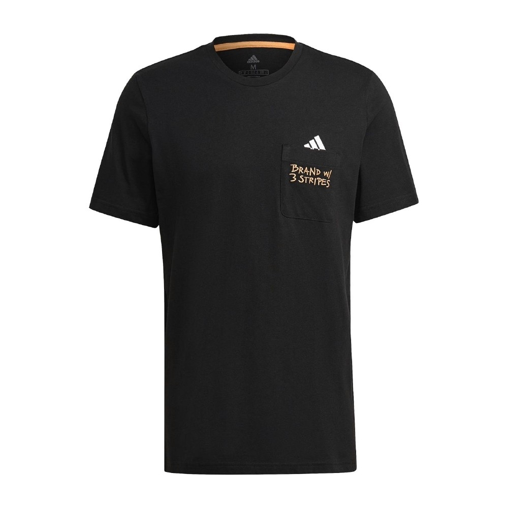 adidas T恤 Athletics Pocket Tee 男款 愛迪達 基本款 圓領 棉質 小口袋 黑 橘 GT5306