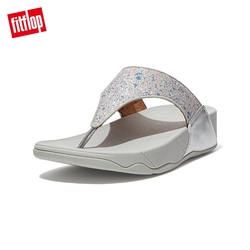 【FitFlop】LULU GLITTER SPLASH WIDE FIT TOE-POST SANDALS 潑墨亮粉夾腳涼鞋-女(銀色)