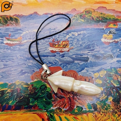 Sipress 沖繩慶良間頭巾貝殼(夜光貝)魷魚吊飾