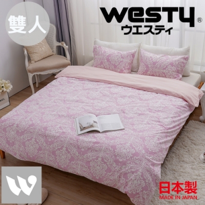 日本西村Westy-法國時代雙人被套三件組(被套+枕套x2)-清新粉(100%純棉日製)