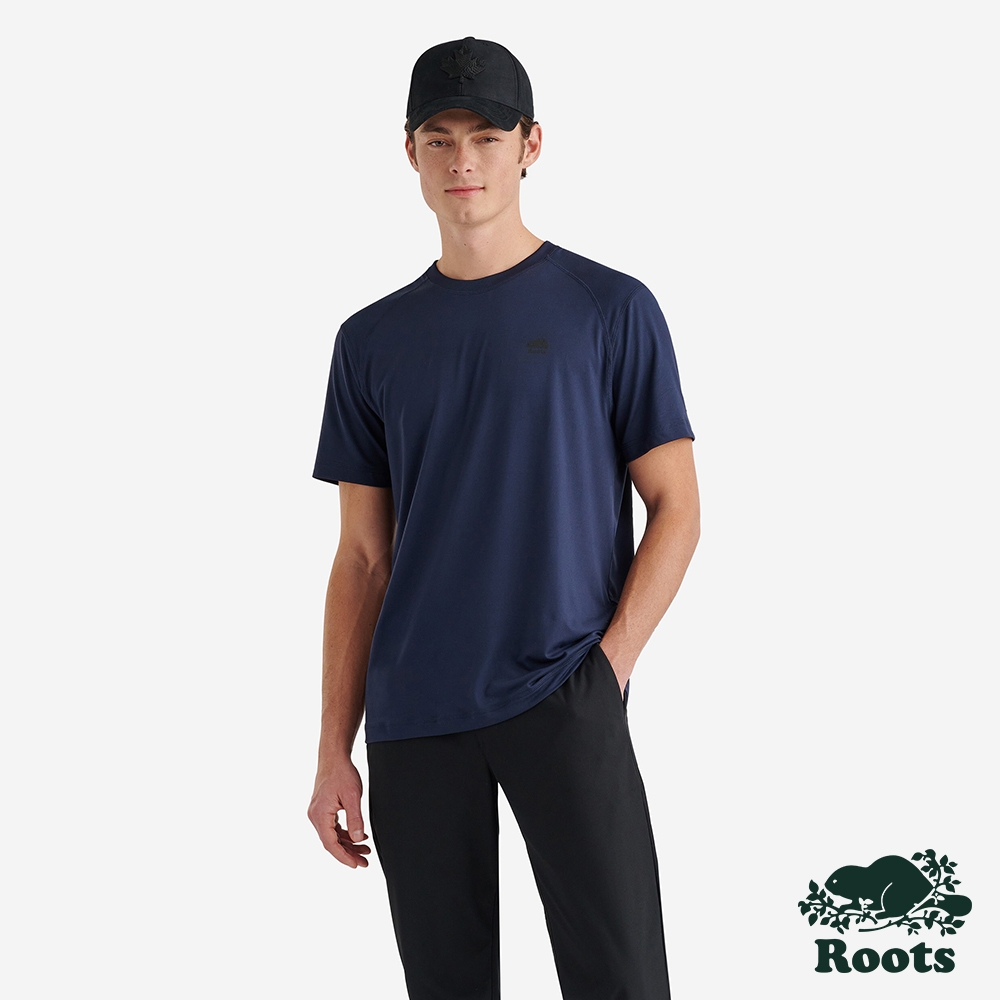 Roots 男裝- ACTIVE短袖T恤-軍藍色
