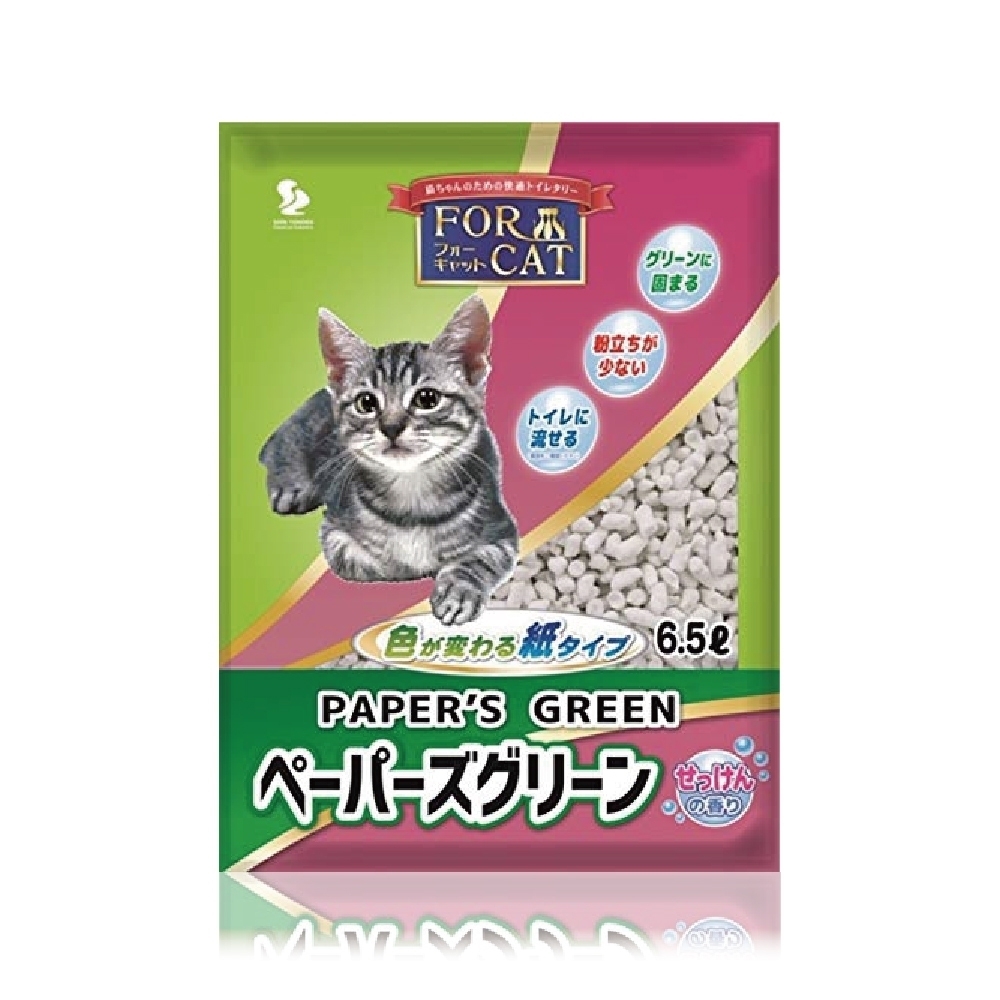 日本FORCAT-變色凝結紙貓砂-肥皂香6.5L 四包組