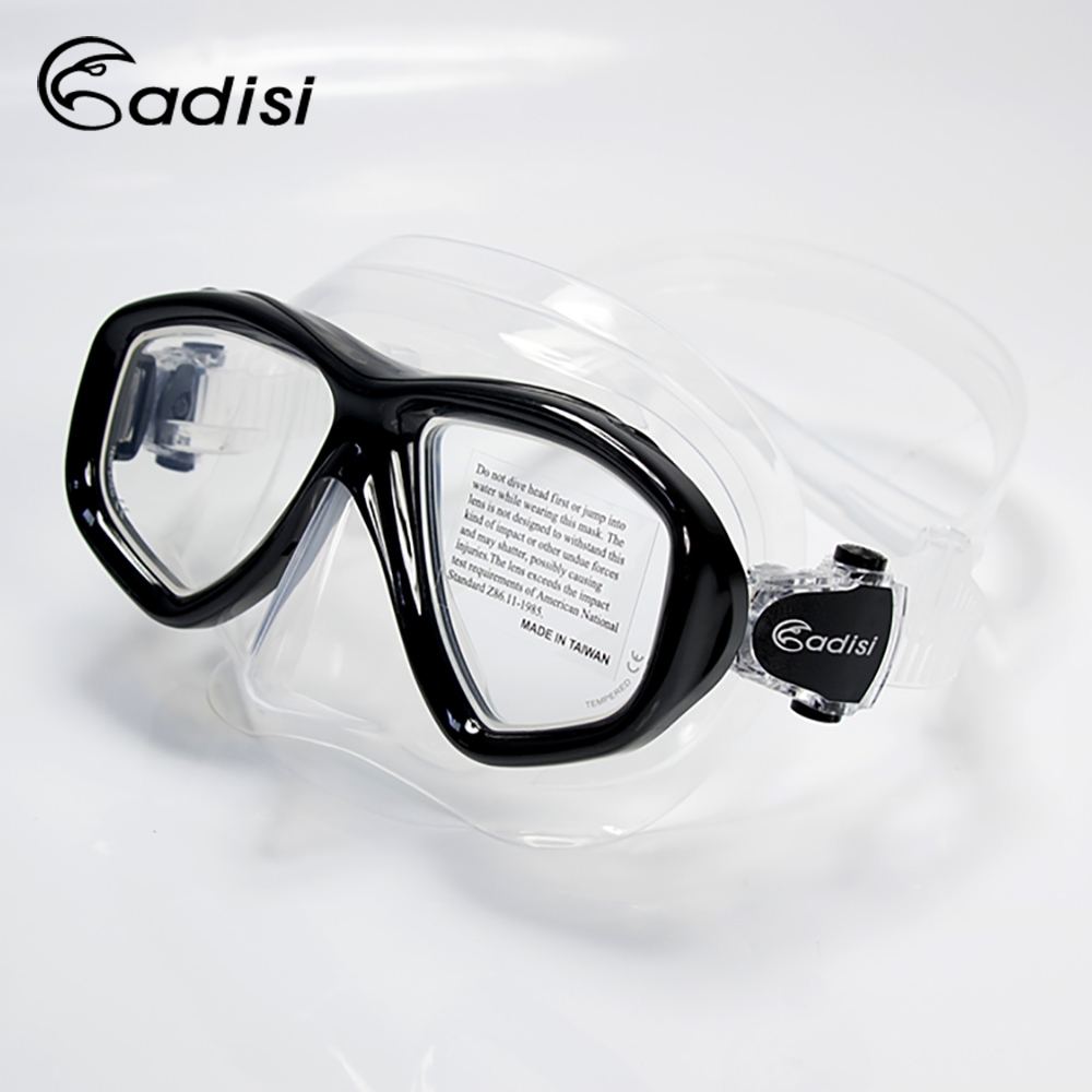 ADISI WM21 雙眼面鏡 黑色/黑色框(蛙鏡、浮潛、潛水、戲水、泳鏡、潛水面鏡)