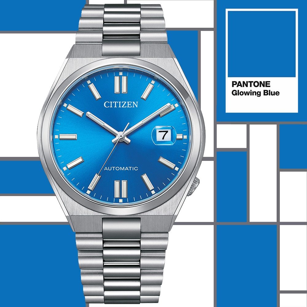 CITIZEN星辰 Mechanical PANTONE限定 時尚機械腕錶-藍 母親節 禮物 40mm / NJ0158-89L