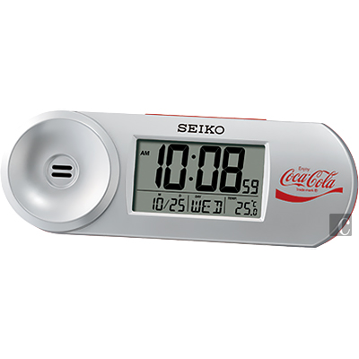 SEIKO精工 Coca-Cola 可口可樂聯名桌鐘(QHL902S)-銀