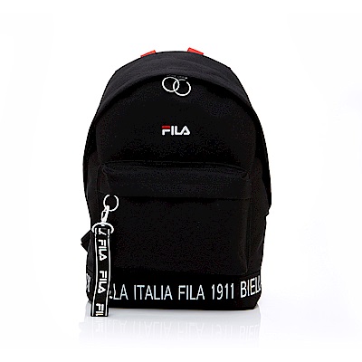 FILA 潮流LOGO織帶後背包-黑 BPT-1403-BK