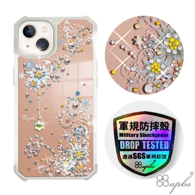 apbs iPhone 13 6.1吋軍規防摔鏡面水晶彩鑽手機殼-雪絨花