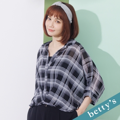 betty’s貝蒂思 假兩件小翻領開襟上衣(黑色)