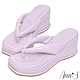 (季末換季出清)Ann’S美圖厚底系列-澎澎夾腳方頭涼拖鞋-7.5cm-紫 product thumbnail 1