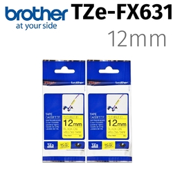 【2入組】brother TZe-FX631(可彎曲)纜線標籤帶 ( 12mm黃底黑字 )