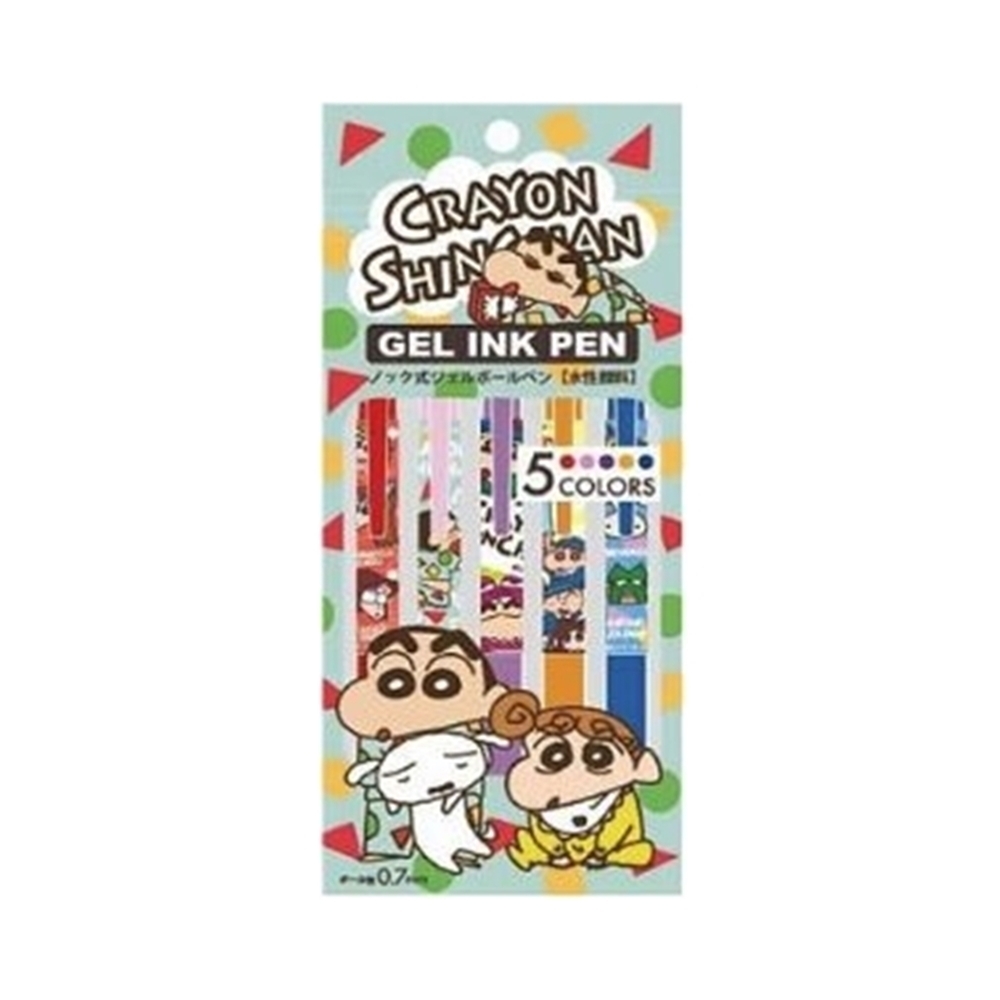 (5入)日本AL PLANNING蠟筆小新GEL INK PEN五色0.7mm彩色水性原子筆K-6551水性筆5色