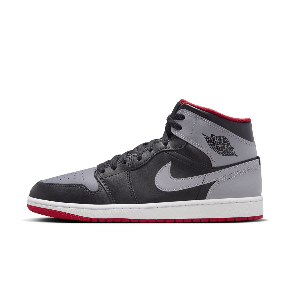 NIKE AIR JORDAN 1 MID 男運動籃球鞋-黑灰紅-DQ8426006