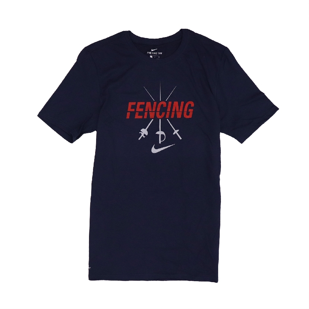 Nike T恤 Fencing Tee 運動休閒 棉質 男款 DRI-FIT 吸濕排汗 快乾 圓領 深藍 紅 561416419FE08