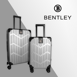 BENTLEY 26吋+20吋 PC+ABS 輕量家徽行李箱 二件組-消光銀