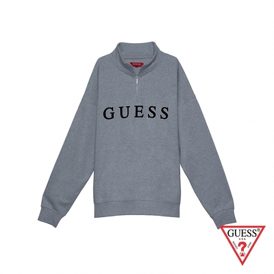 GUESS-男裝-造型提案拉鍊POLO衫-灰 原價3690