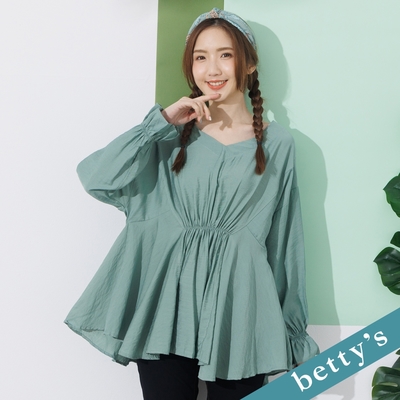 betty’s貝蒂思 V領剪接腰抽皺上衣(淺綠)