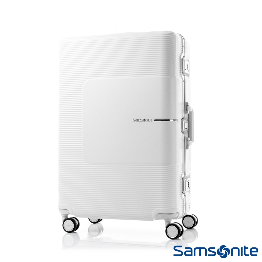 Samsonite新秀麗 25吋Tri-Tech摩登PC鋁框減震輪TSA行李箱(霧白)