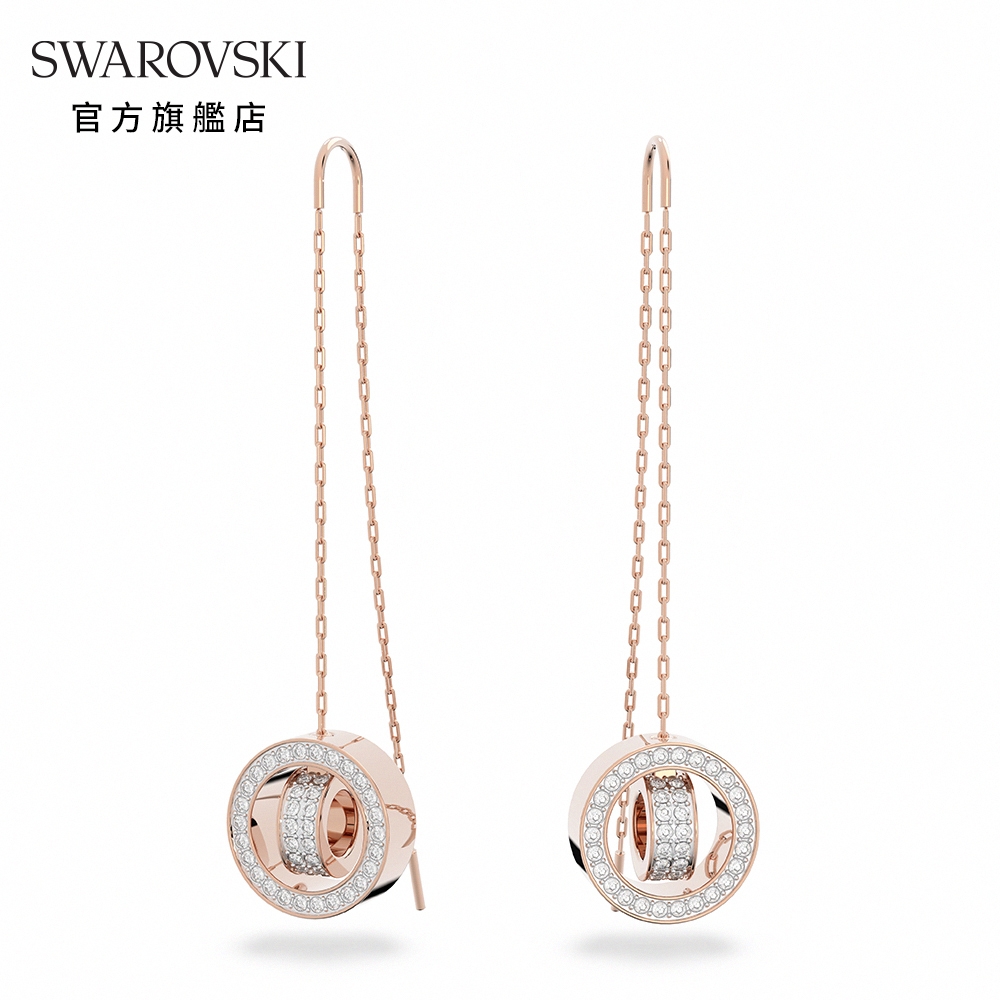 SWAROVSKI 施華洛世奇 Hollow 水滴形耳環, 長, 鍍玫瑰金色調