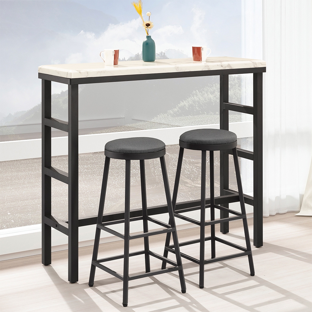 Homelike 柯特4尺吧台桌椅組(含二椅)-120x40x104cm 餐桌 邊桌 高腳桌 高腳椅