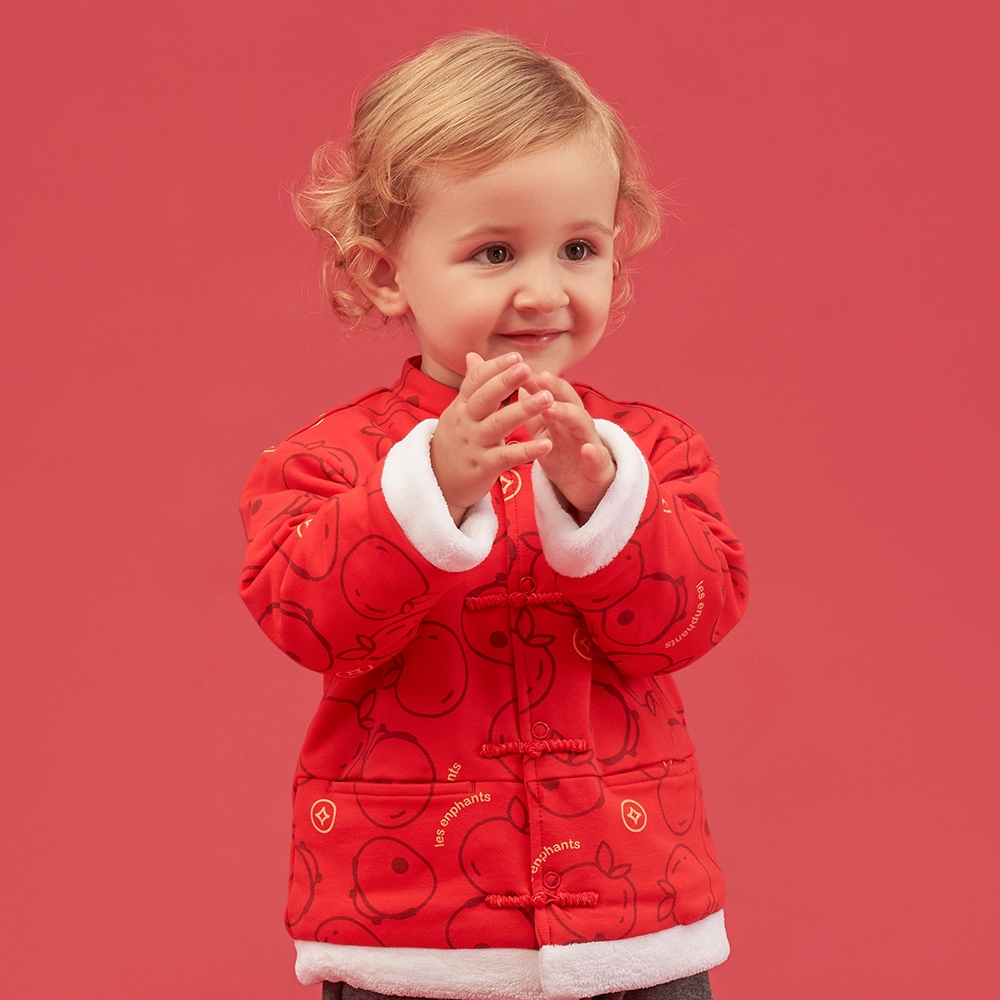 【麗嬰房】EASY輕鬆系列小童新年印花棉服外套 -紅色(86cm~130cm)