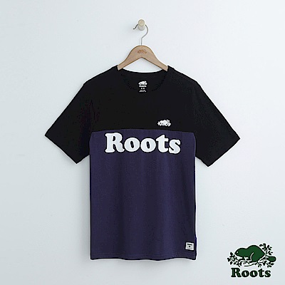 男裝Roots 撞色短袖T恤-黑