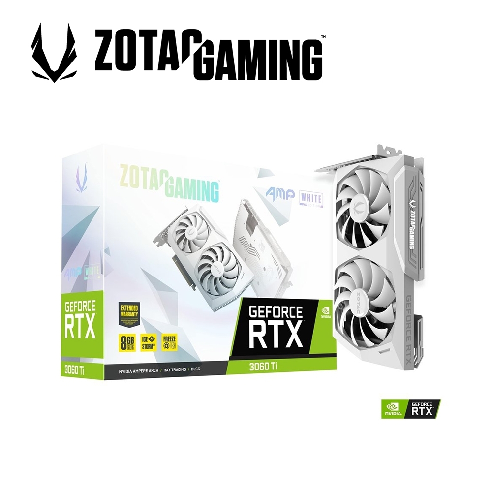 ZOTAC RTX3060TI AMP White Edition LHR (ZT-A30610F-10PLHR) 顯示卡 【送索泰大鼠墊】