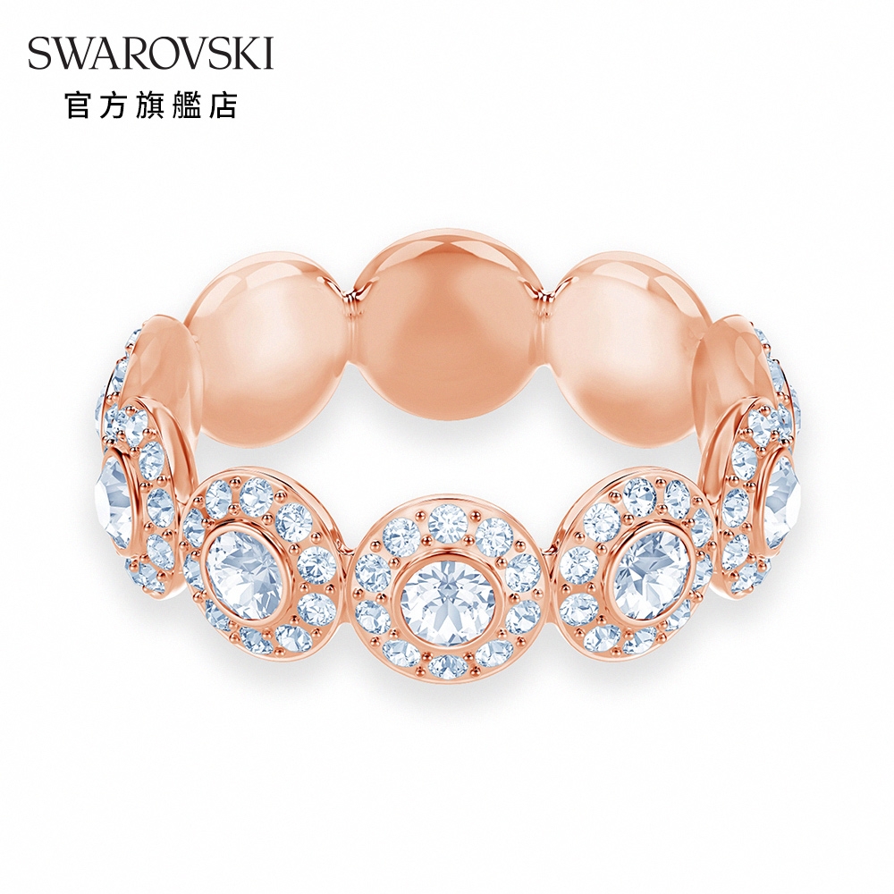 SWAROVSKI 施華洛世奇 Angelic 戒指圓形切割, 白色, 鍍玫瑰金色調-55