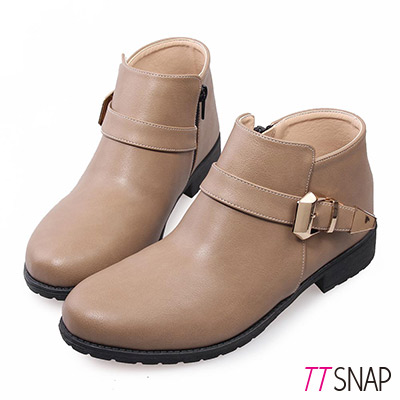 TTSNAP短靴 MIT率性單釦帶低跟踝靴 駝