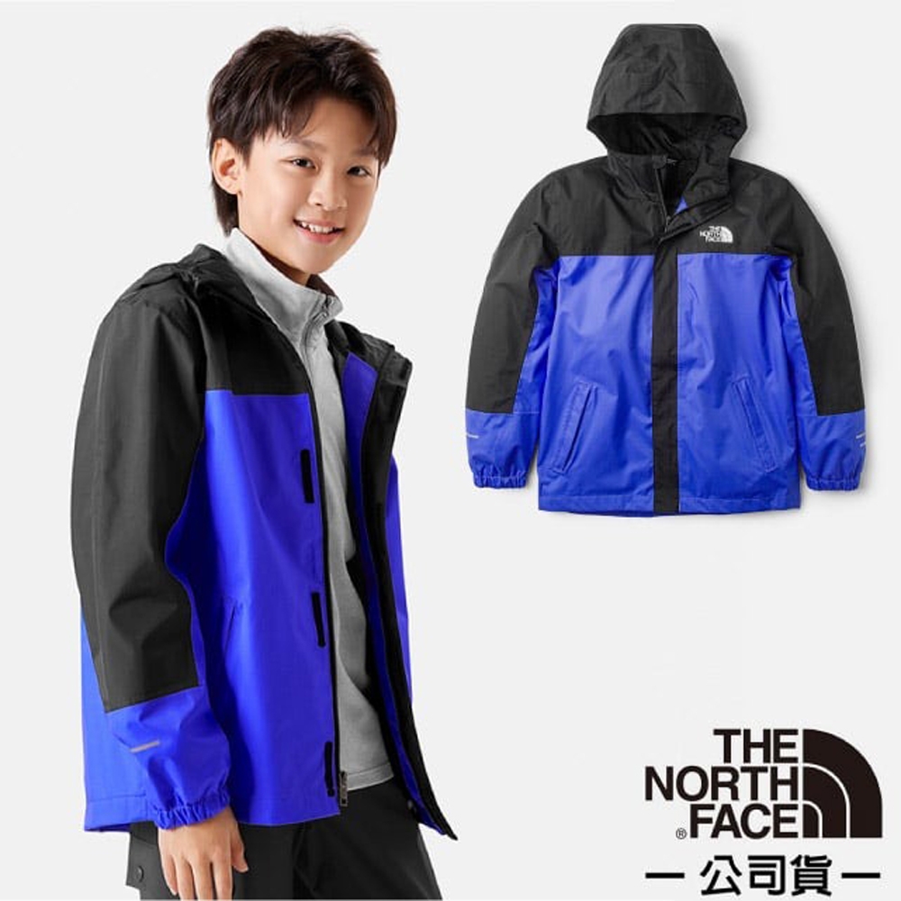 【The North Face】童 輕量防水透氣連帽休閒外套.防風休閒夾克.機能性風衣.風雨衣_8A48-QBO 海濤藍