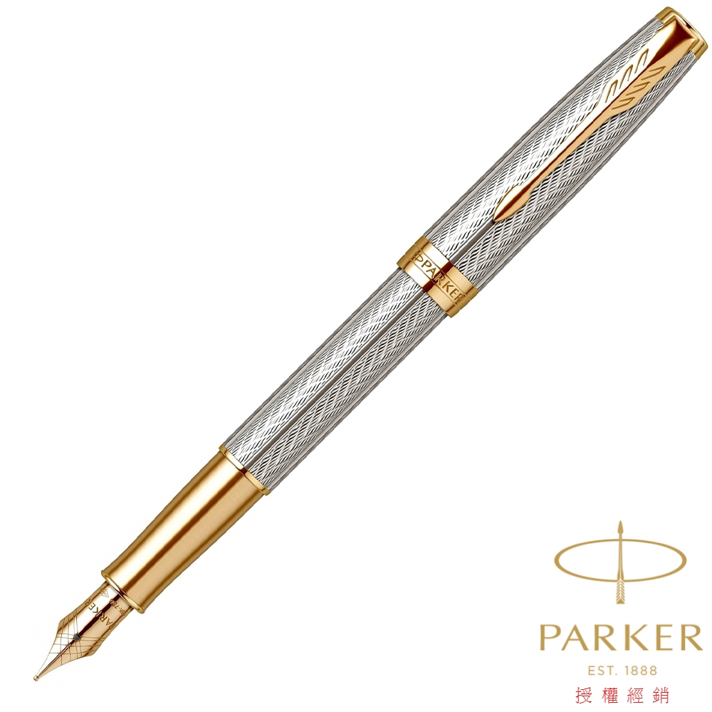 PARKER 派克 18K金 卓爾致臻系列 純銀 F尖 鋼筆