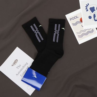 Mizuno 襪子 Crew Socks 男女款 黑 紫 長襪 中筒 厚底 刺繡LOGO 單雙入 美津濃 32TXA608-39