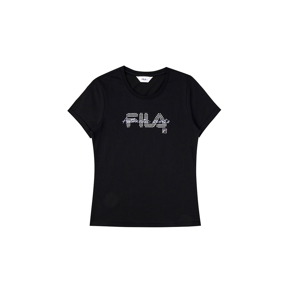 FILA 女短袖圓領T恤-黑色 5TEX-1510-BK