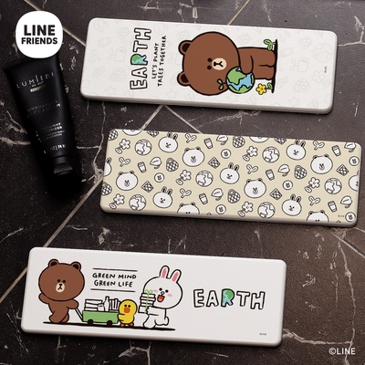 【收納王妃】LINE FRIENDS 環保系列 硬式珪藻土洗漱墊 24x8 熊大 兔兔 防潮 杯墊 硅藻土 牙刷架