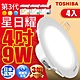 (4入)Toshiba東芝 第三代9W 崁孔9.5CM 高效能LED崁燈 星日耀 日本設計(白光/自然光/黃光) product thumbnail 2