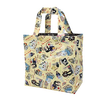 Reiko Aoki 青木禮子 Dogs-custom彩繪防水小型手提袋-淺黃色