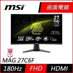 MSI微星 MAG 27C6F 27型 180Hz FHD HDR曲面電競螢幕