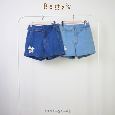 betty’s專櫃款　 牛仔腰帶鬆緊短褲 (深藍)